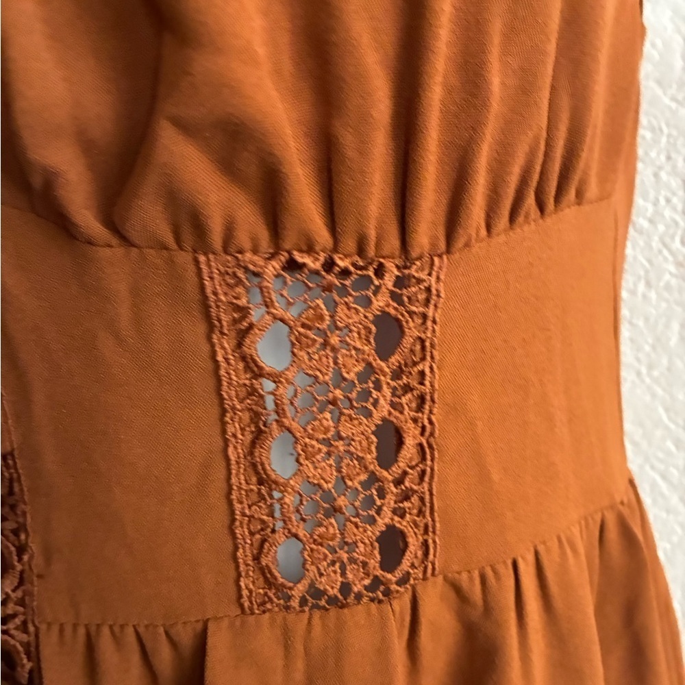 🆕Cider Rust Lace Trim Tiered Cami Maxi Dress M🆕 - Picture 9 of 16